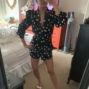 Puff Sleeve Polka Dot Playsuit